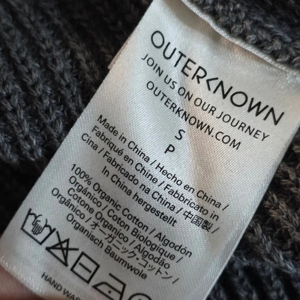 Outerknown Fisherman Sweater Charcoal Gray Organic Cotton Ribbed Knit Small